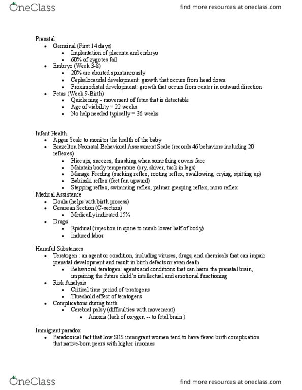 PSYC 2013 Chapter Notes - Chapter 4: Neonatal Behavioral Assessment Scale, Plantar Reflex, Moro Reflex thumbnail