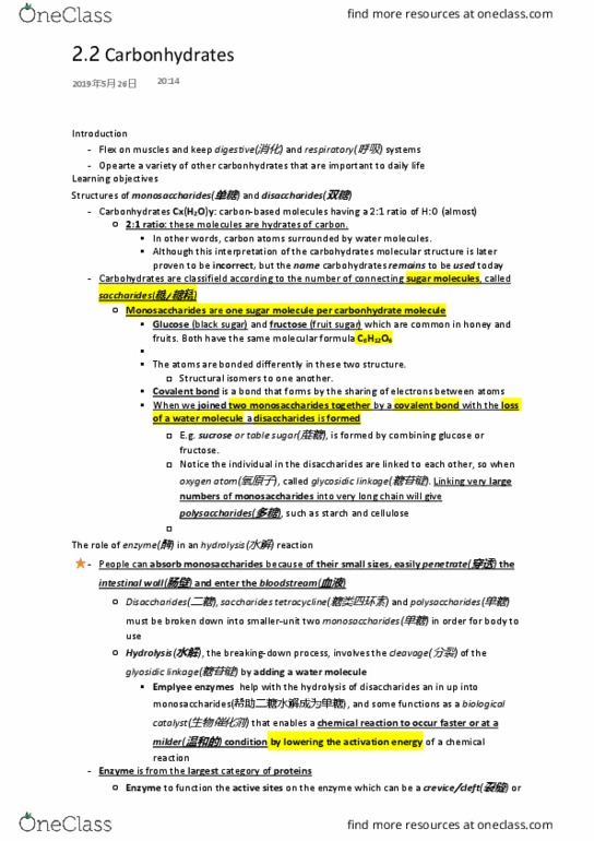 SCIE 1P52 Lecture 4: 2.2 carbohydrates thumbnail