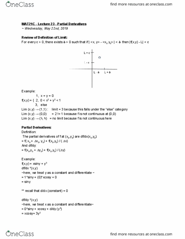 MAT 21C Lecture 23: Partial Derivatives cover image