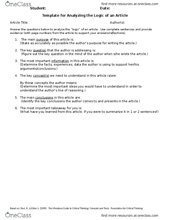 CMNS 110 Lecture 8: analyzing the logic of an article thumbnail