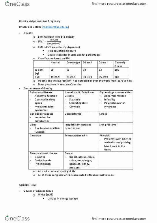 BIOM3020 Lecture Notes - Lecture 1: Steatohepatitis, Adipose Tissue, Steatosis thumbnail