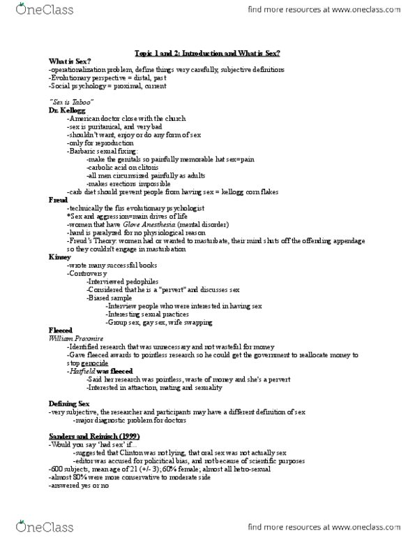 PSYCH 3AC3 Lecture Notes - Evolutionary Psychology, William Proxmire, Corn Flakes thumbnail