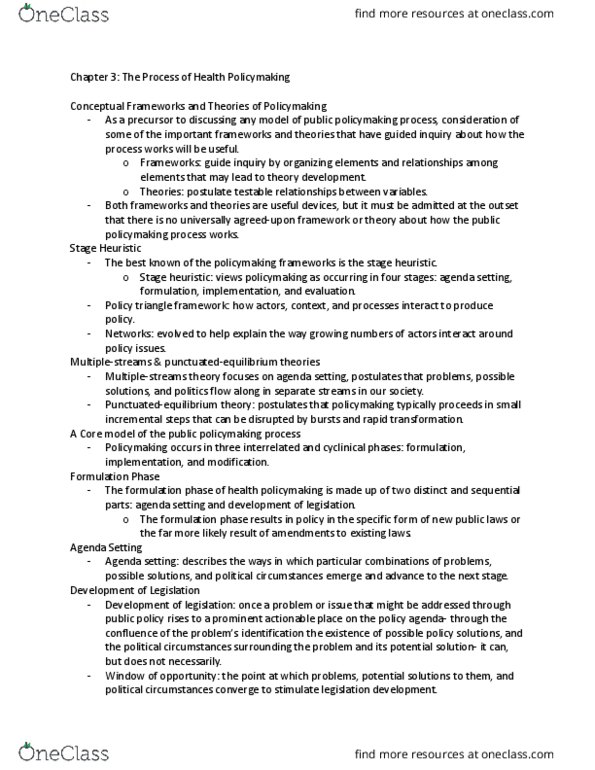 HSA 3150 Chapter Notes - Chapter 3: Rulemaking thumbnail