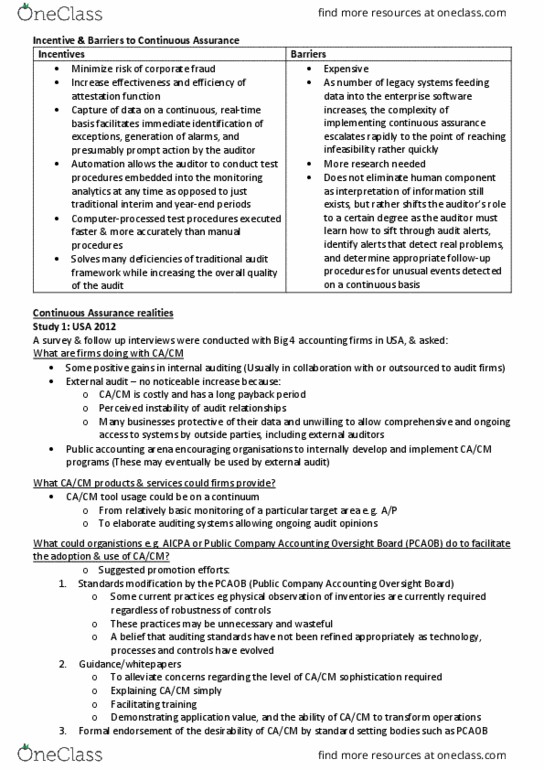 INFS3110 Lecture Notes - Lecture 11: Public Company Accounting Oversight Board, Communications Of The Acm, External Auditor thumbnail