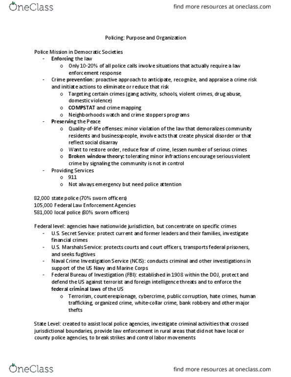 ADMJ 0500 Lecture Notes - Lecture 5: Broken Windows Theory, Crime Mapping, Community Policing thumbnail