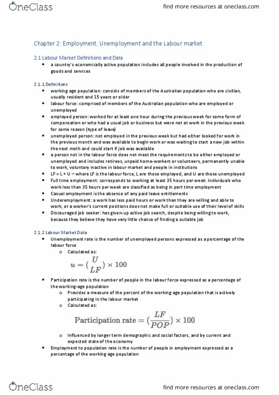 ECON1102 Lecture Notes - Lecture 2: Contingent Work, Underemployment, Marginal Cost thumbnail