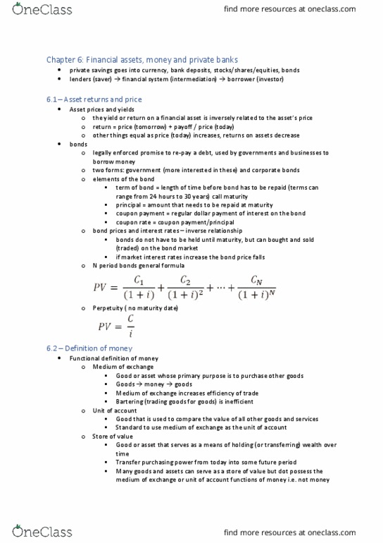 ECON1102 Lecture Notes - Lecture 6: Bond Length, Opportunity Cost, Price Level thumbnail