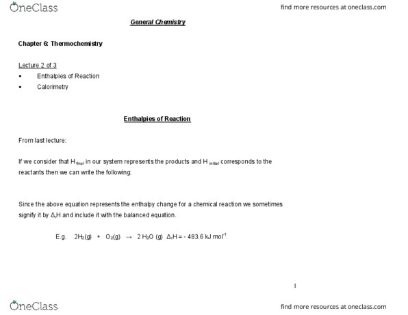 CHY 103 Lecture Notes - Lecture 6: Joule, Ammonium Nitrate, Heat Capacity thumbnail