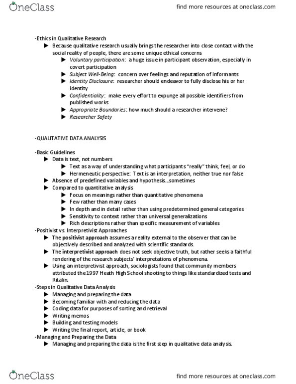 SOCI 3700 Lecture Notes - Lecture 5: Heath High School Shooting, Qualitative Research, Methylphenidate thumbnail