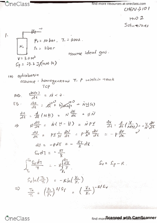 CHEN 3101 Lecture 7: Assignment #2 Solutions thumbnail