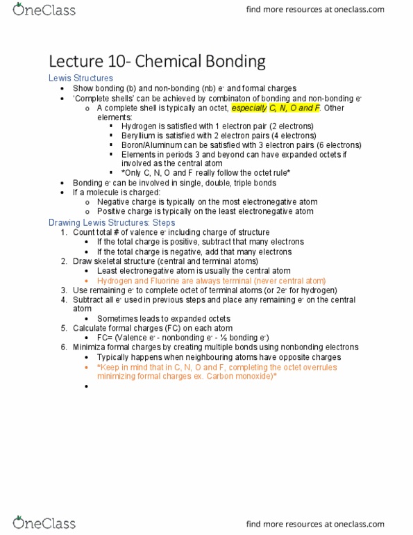 CHEM 1A03 Lecture Notes - Lecture 10: Beryllium, Electronegativity, Fluorine thumbnail