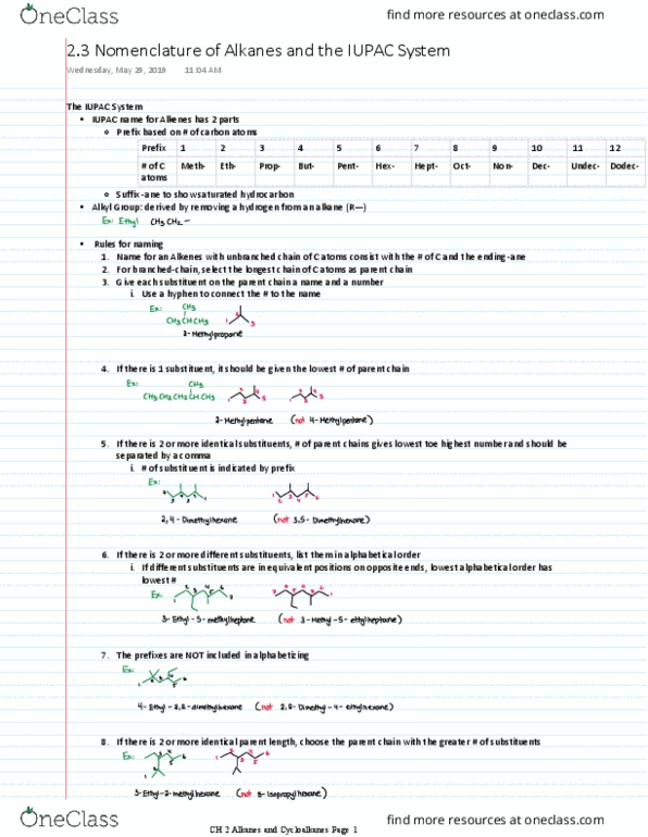 Chemistry 2213A/B Chapter Notes - Chapter 2.3: Alkane, Substituent, Ketone thumbnail