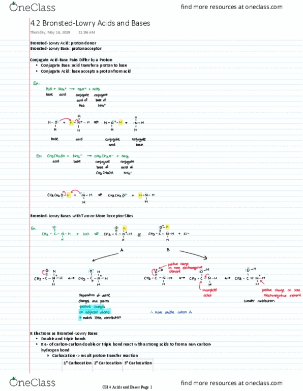 Chemistry 2213A/B Chapter Notes - Chapter 4.2: Carbocation, Hydrogen Bond, Sulfuric Acid thumbnail