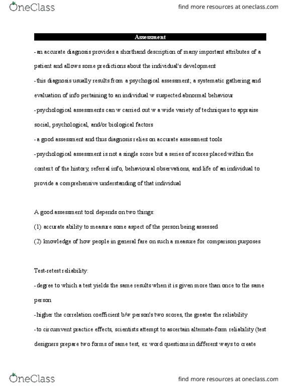 PS280 Chapter Notes - Chapter 4: Internal Consistency, Content Validity, Criterion Validity thumbnail