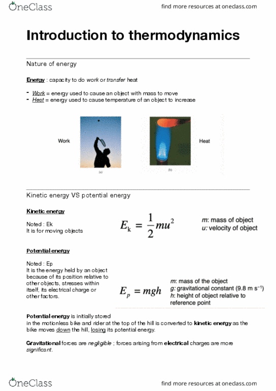 1516 Lecture Notes - Lecture 24: Kinetic Energy, Heat Capacity, Potential Energy thumbnail