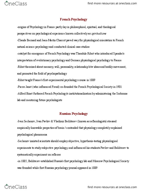 PS390 Chapter Notes - Chapter 5: Vladimir Bekhterev, Pierre Janet, Reflexology thumbnail