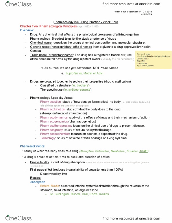 NURS 2790 Lecture Notes - Lecture 2: Pharmacoeconomics, Pharmacognosy, Clinical Toxicology thumbnail