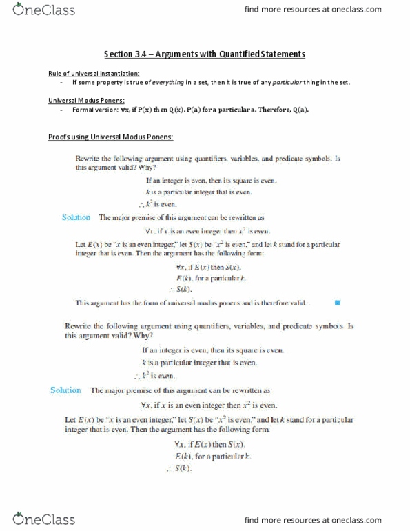 CMPSC 360 Lecture Notes - Lecture 6: Modus Ponens, Universal Instantiation, Logical Form thumbnail