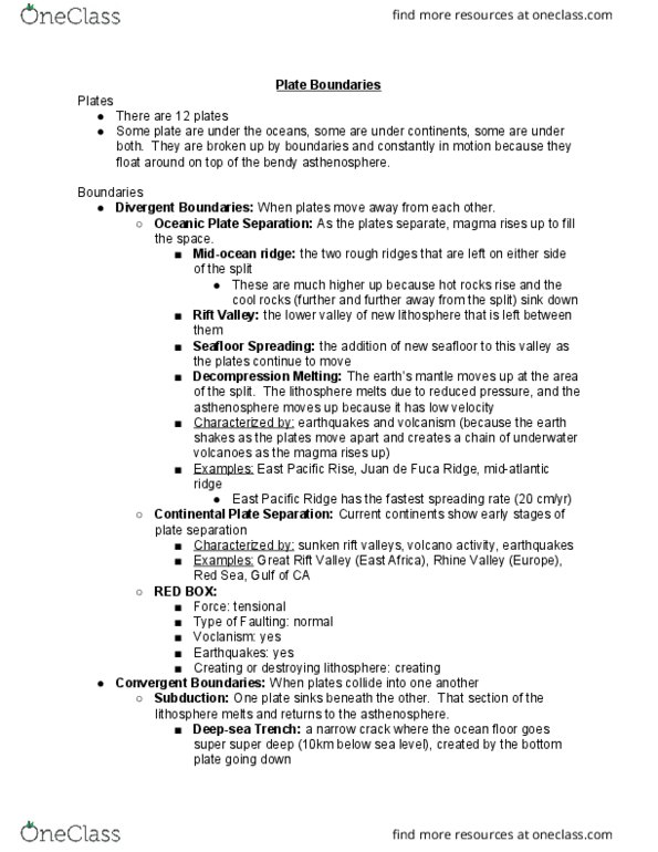 GEOL 100 Lecture Notes - Lecture 17: Juan De Fuca Ridge, East Pacific Rise, Convergent Boundary thumbnail