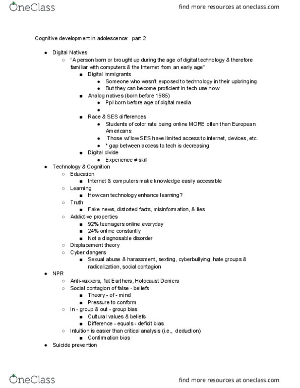 HDE 100B Lecture Notes - Lecture 15: Emotional Contagion, Fake News, Suicide Prevention thumbnail