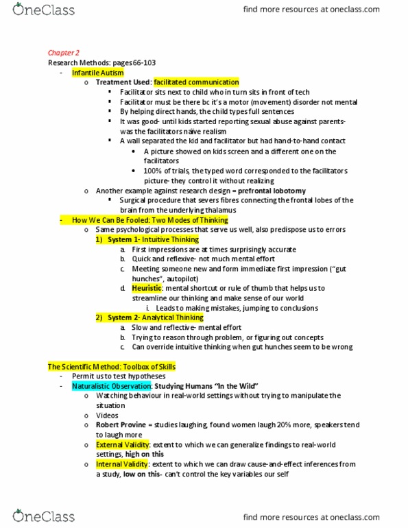 PSY 102 Chapter Notes - Chapter 2: Lobotomy, Facilitated Communication, Thalamus thumbnail