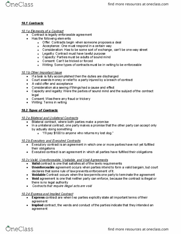 SMG LA 245 Lecture Notes - Lecture 1: Executory Contract, Quasi-Contract, Contract thumbnail