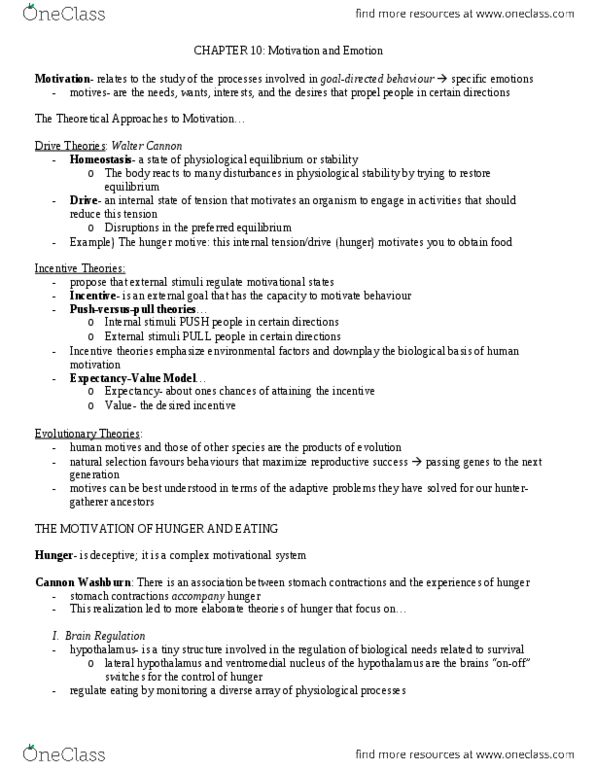 BU352 Chapter Notes - Chapter 10: Vasocongestion, Thalamus, Projective Test thumbnail