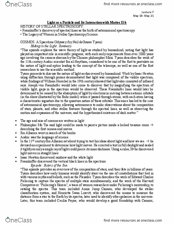 NATS 1870 Lecture Notes - Lecture 4: Neil Degrasse Tyson, Henrietta Swan Leavitt, Joseph Von Fraunhofer thumbnail