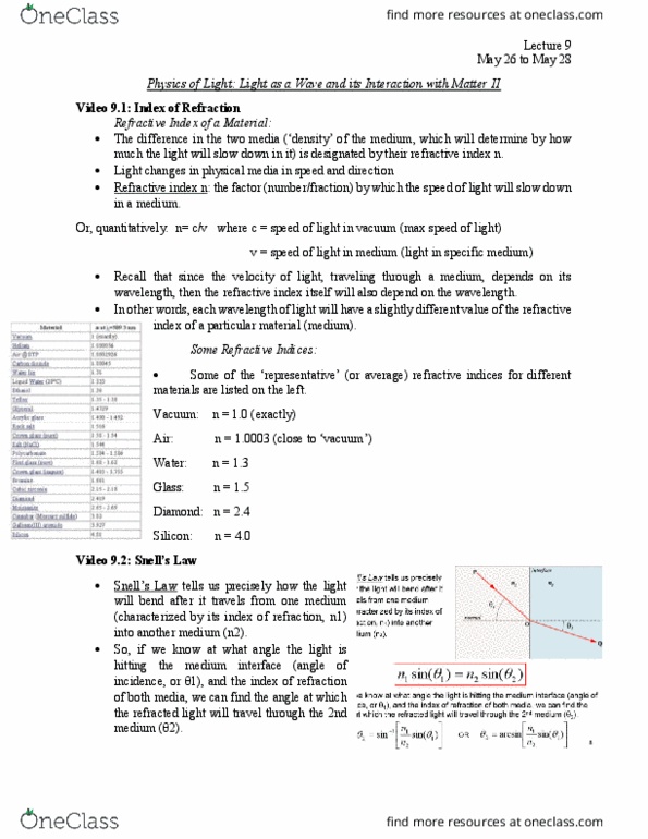 NATS 1870 Lecture Notes - Lecture 5: Refractive Index, Refraction, Total Internal Reflection thumbnail