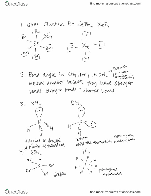 CHEM 14A Study Guide - Spring 2019, Final - Lewis Structure ...