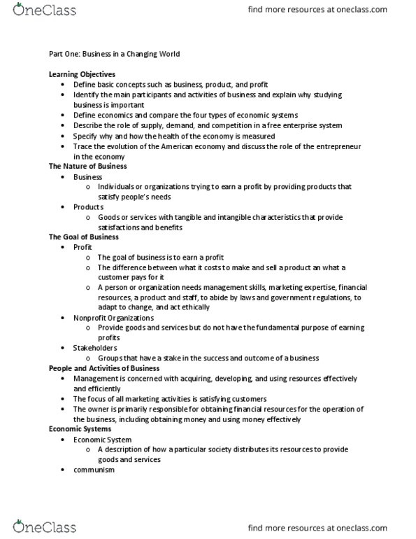 BUS 10123 Lecture Notes - Lecture 1: World Learning, Capitalism, Business Ethics thumbnail