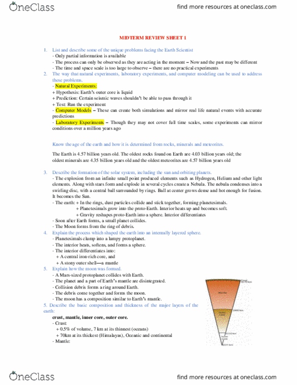 ERS120H5 Lecture Notes - Lecture 1: Oceanic Crust, Continental Crust, Protoplanet thumbnail