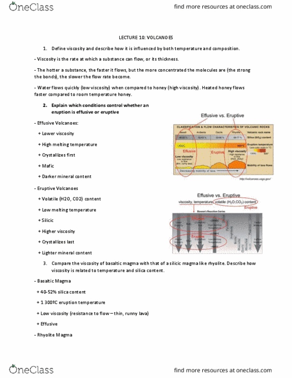 ERS120H5 Lecture Notes - Lecture 10: Rhyolite, Viscosity, Mafic thumbnail