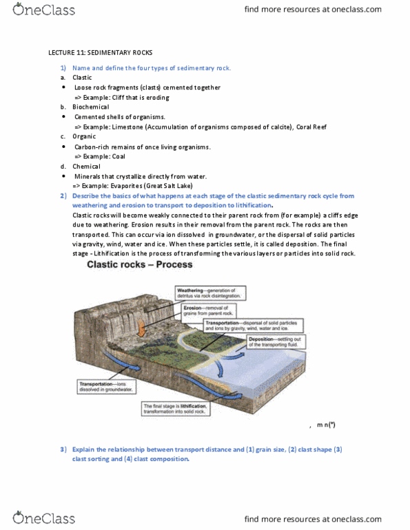 ERS120H5 Lecture Notes - Lecture 11: Great Salt Lake, Clastic Rock, Lithification thumbnail