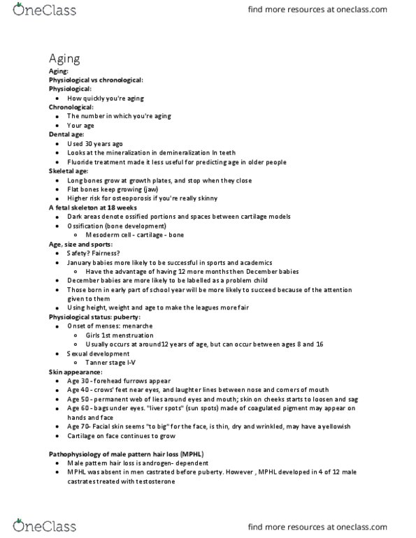 KINE 1020 Lecture Notes - Lecture 10: Pattern Hair Loss, Tanner Scale, Epiphyseal Plate thumbnail