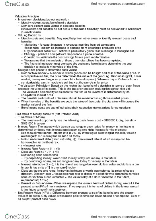 FINA1221 Lecture Notes - Lecture 3: Discount Window, Net Present Value, Byrsonima Crassifolia thumbnail