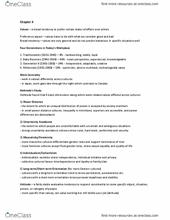 MSCI211 Chapter Notes - Chapter 4: Baby Boomers, Centrality, Organizational Commitment thumbnail