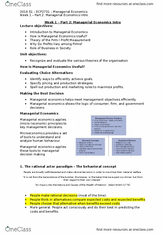 ECF2731 Lecture Notes - Lecture 1: Rational Agent, The Wall Street Journal, Risk Management thumbnail