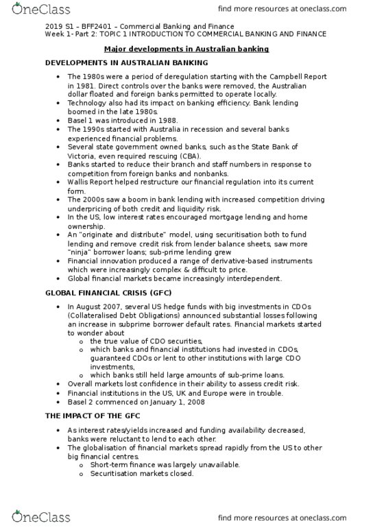 BFF2401 Lecture Notes - Lecture 1: Subprime Lending, Securitization, Australian Dollar thumbnail