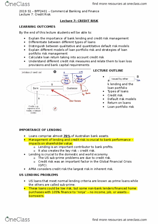 BFF2401 Lecture Notes - Lecture 7: Qualitative Economics, Consumer Credit Protection Act Of 1968, Capital Structure thumbnail