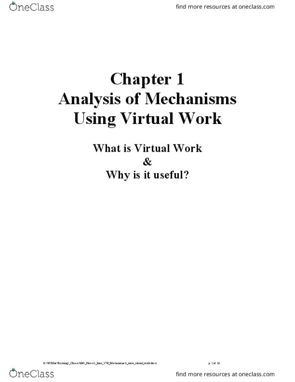 AERO 306 Lecture Notes - Lecture 20: Virtual Work, Momentum, Precalculus thumbnail
