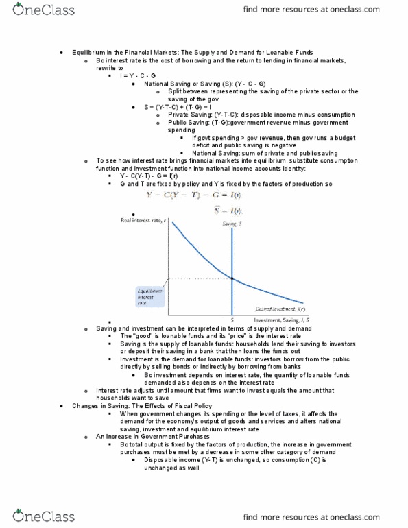ECN 101 Chapter Notes - Chapter 3: Loanable Funds, Disposable And Discretionary Income, Consumption Function thumbnail