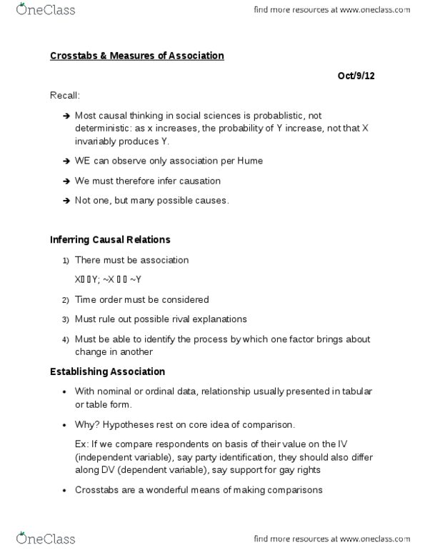 POL242Y1 Lecture Notes - Square Number, Marginal Distribution, Contingency Table thumbnail