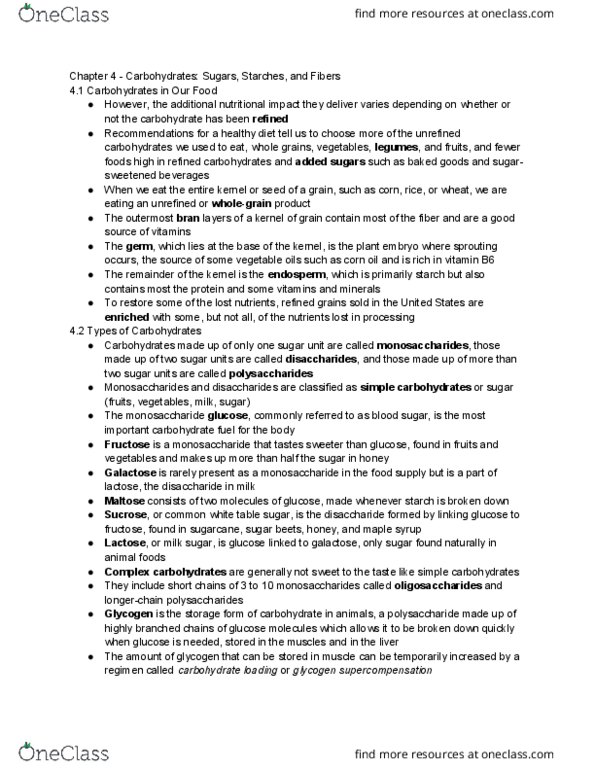 NUSC 1165 Chapter Notes - Chapter 4: Refined Grains, Maple Syrup, Corn Oil thumbnail