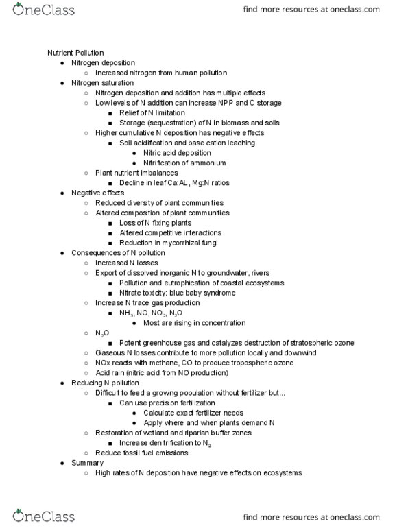 EARTHSS 164 Lecture Notes - Lecture 22: Riparian Zone, Tropospheric Ozone, Soil Acidification thumbnail