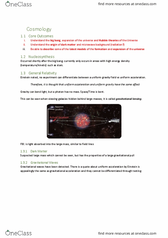 PHYS1210 Lecture Notes - Lecture 2: Gravitational Lens, Gravitational Wave, Big Bang thumbnail