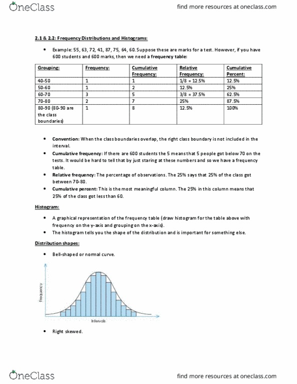 STATS 2B03 Chapter Notes - Chapter 2: Normal Distribution thumbnail
