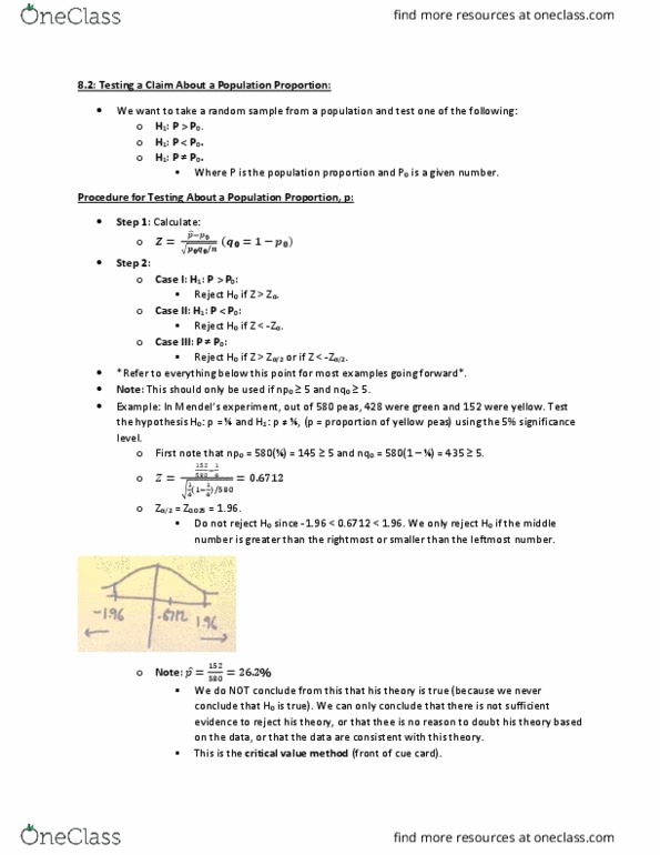 STATS 2B03 Chapter Notes - Chapter 8: Cue Card, Normal Distribution thumbnail