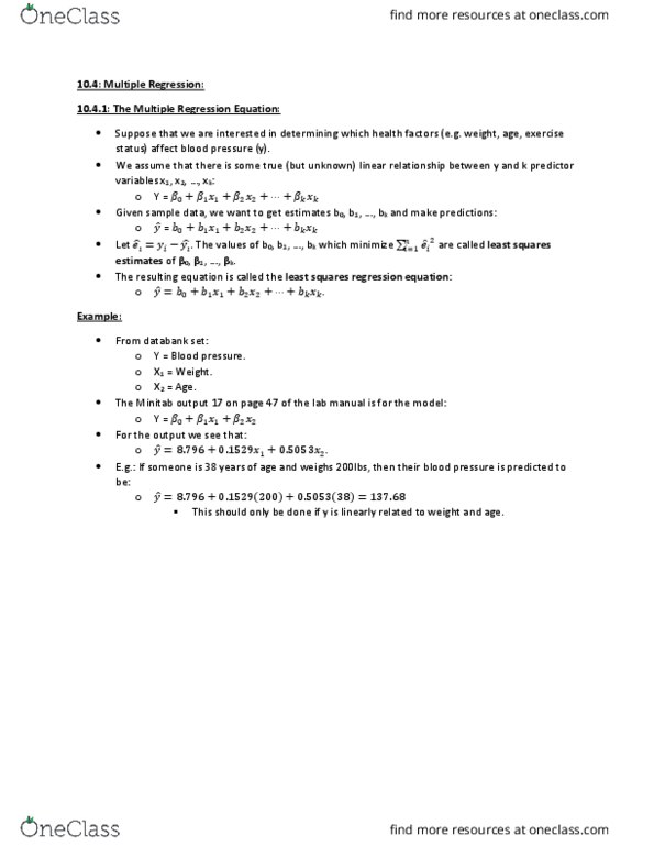 STATS 2B03 Chapter Notes - Chapter 10: Blood Pressure thumbnail