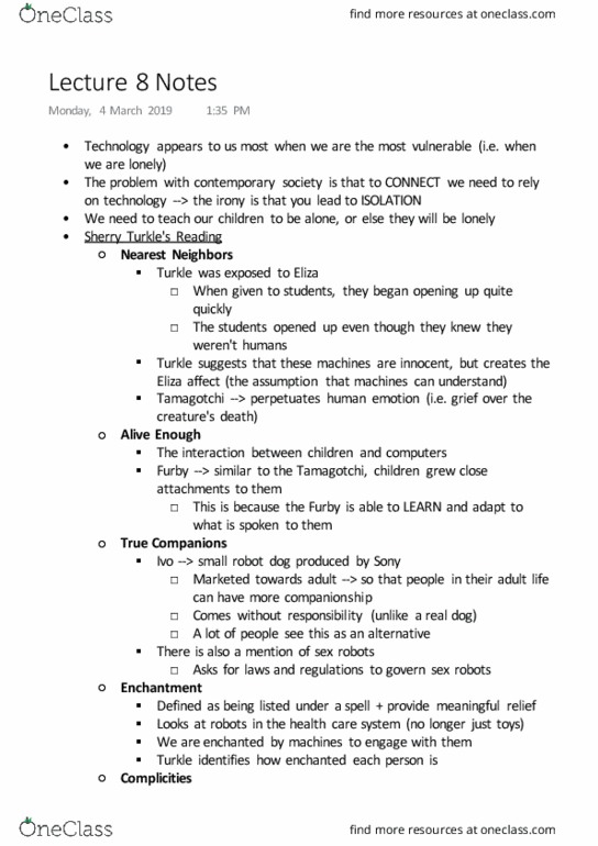 URST 400 Lecture Notes - Lecture 8: Tamagotchi, Furby thumbnail